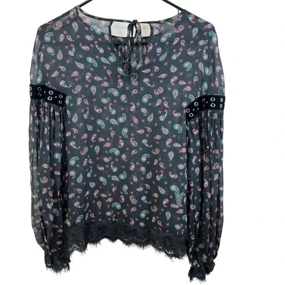 PINKO ZWARTE BLOUSE MANIGLIA Sz 4 - Picture 3 of 16